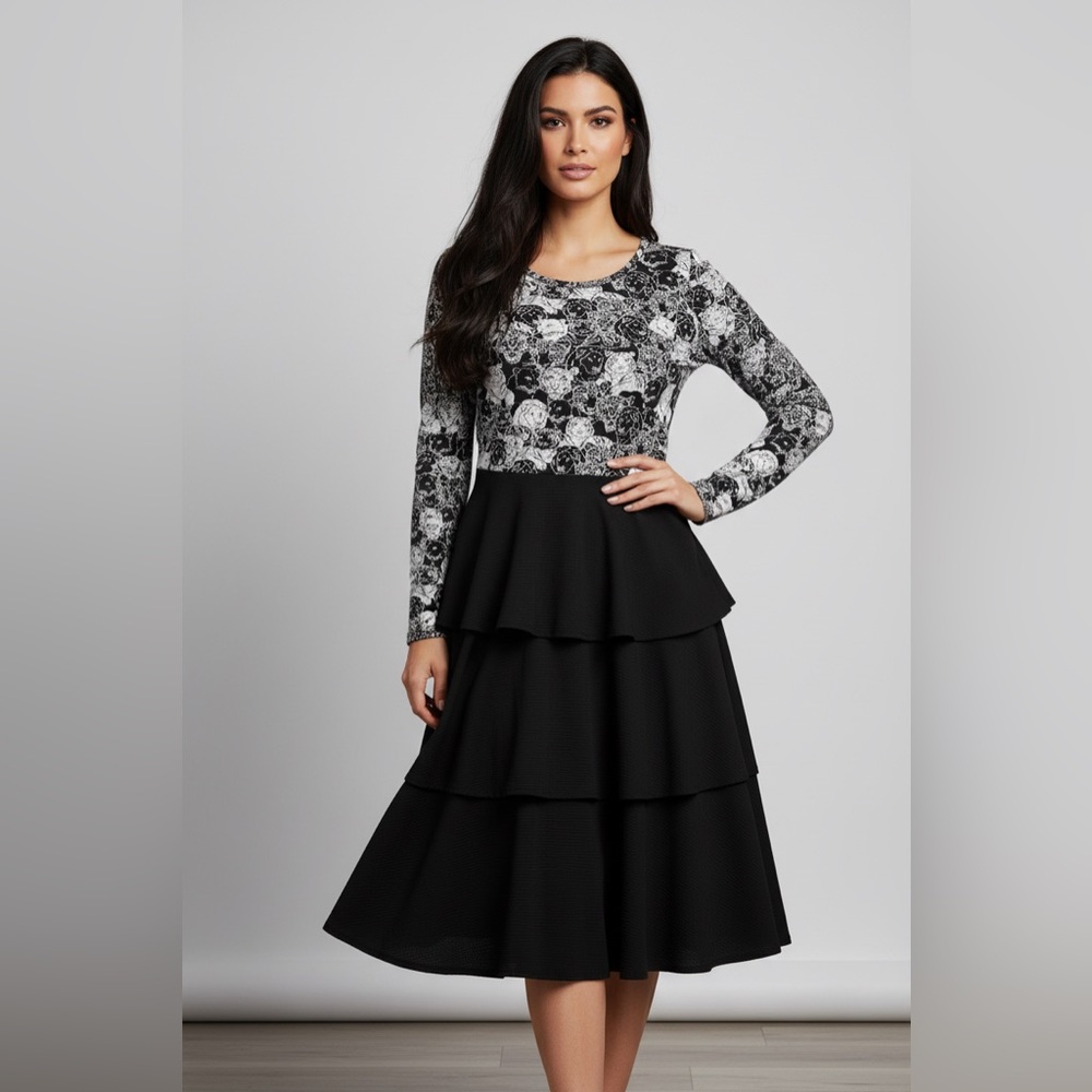 LuLaRoe Georgia • Rare Cat Print • Vintage • Tiered Midi Dress